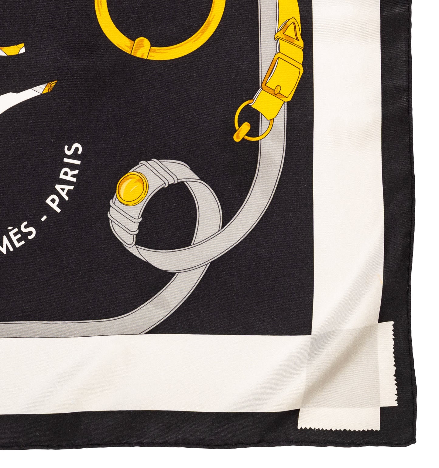 Hermes Scarf 90 Tout En Carré - Noir Ivoire Excellent Condition Care tag