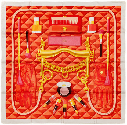Hermès Silk Scarf Beauté Composée - Gris Perle Rouge Mordoré - NWSTS - 2609301934