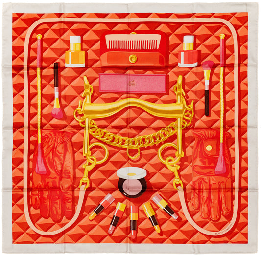 Hermès Silk Scarf Beauté Composée - Gris Perle Rouge Mordoré - NWSTS - 2609301934