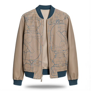 Reversible Leather Bomber Hermes Jacket - Échec au Roi - Beige Blue - NWOT - 2609071721