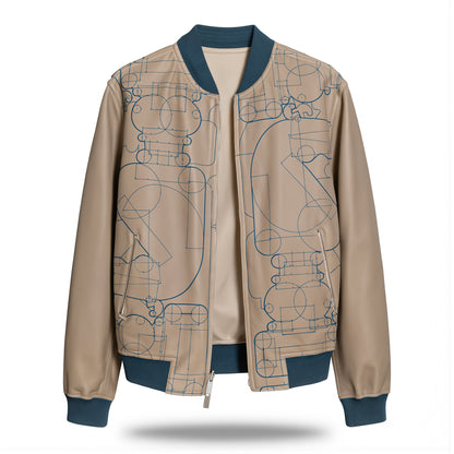 Reversible Leather Bomber Hermes Jacket - Échec au Roi - Beige Blue - NWOT - 2609071721