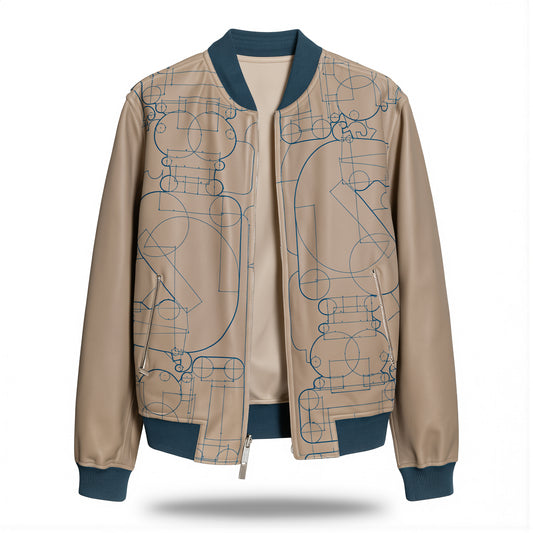 Reversible Leather Bomber Hermes Jacket - Échec au Roi - Beige Blue - NWOT - 2609071721