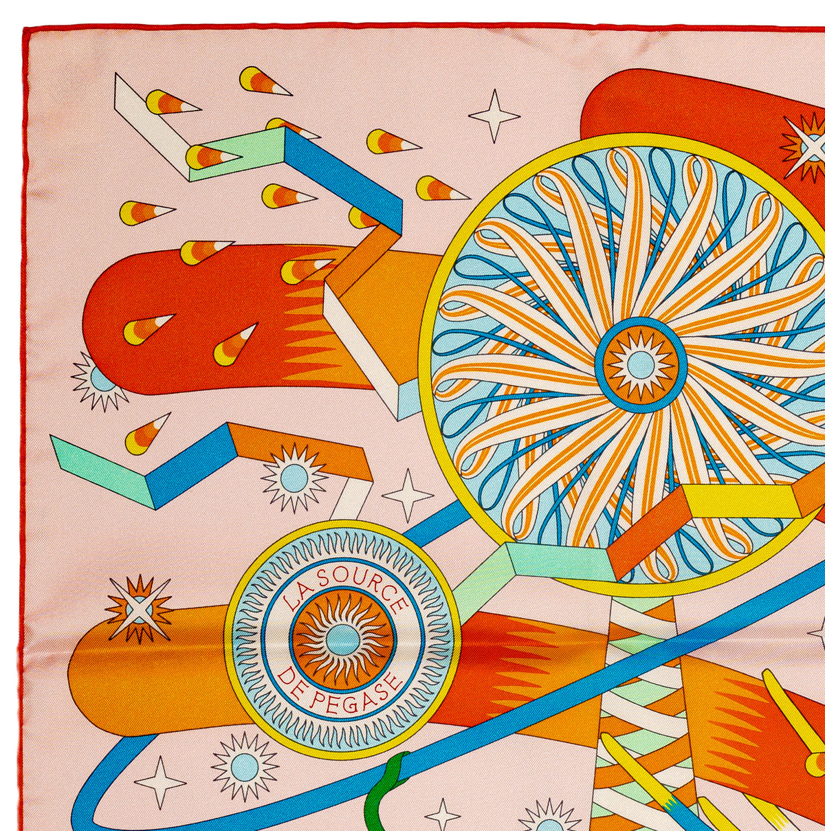 Hermes Silk Scarf 90 La Source de Pegase - Rose Pale Orange - NWSTS - 2609291929