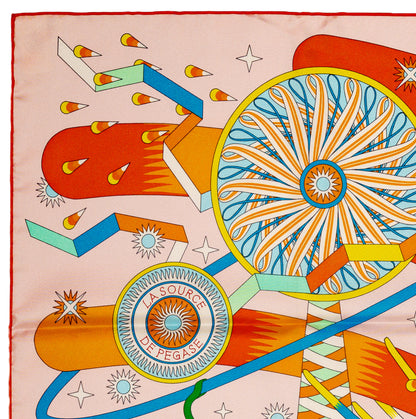 Hermes Silk Scarf 90 La Source de Pegase - Rose Pale Orange - NWSTS - 2609291929