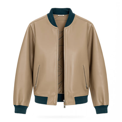 Reversible Leather Bomber Hermes Jacket - Échec au Roi - Beige Blue - NWOT - 2609071721