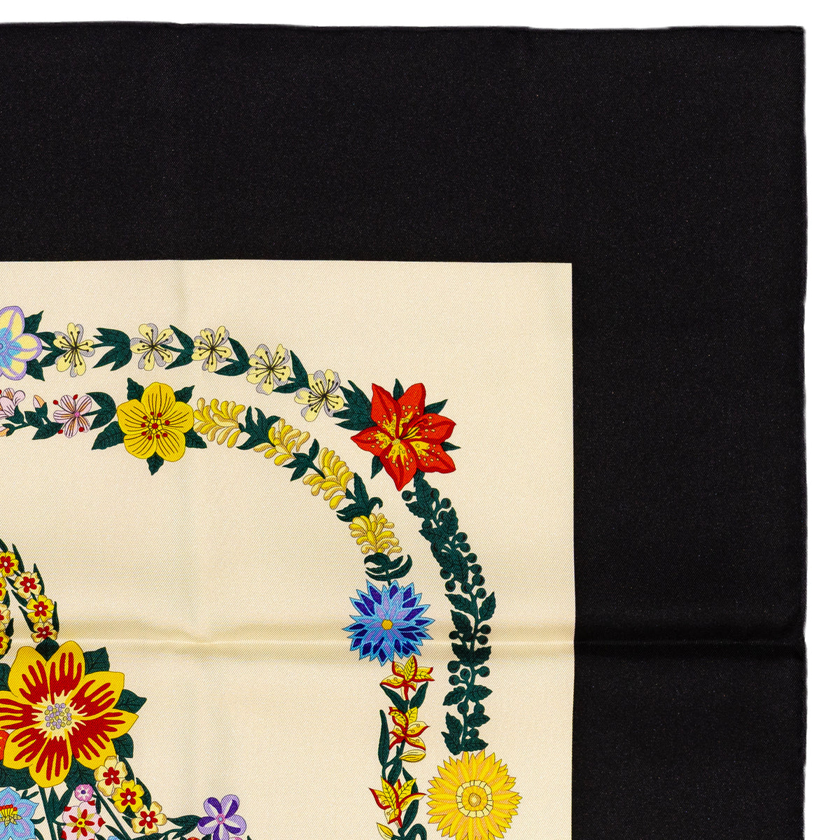 Hermes Silk Scarf 90 Brides de Gala en Fleurs - Noir Ivoire Multicolore - NWST - 2609291923