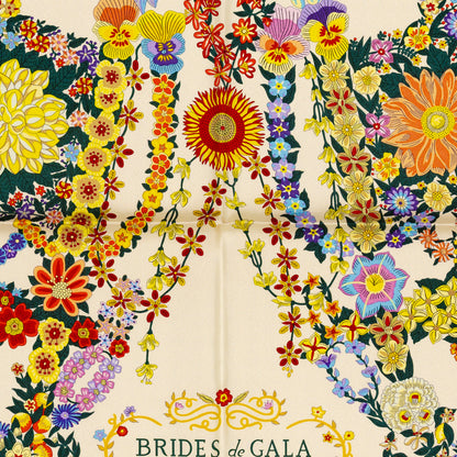 Hermes Silk Scarf 90 Brides de Gala en Fleurs - Noir Ivoire Multicolore - NWST - 2609291923