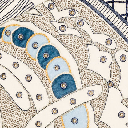 Hermès Selle de Dignitaire Passementerie Pillow - Gris Souris Marine Blue - 43 cm - NWCT - 2606281513