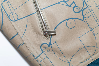 Reversible Leather Bomber Hermes Jacket - Échec au Roi - Beige Blue - NWOT - 2609071721