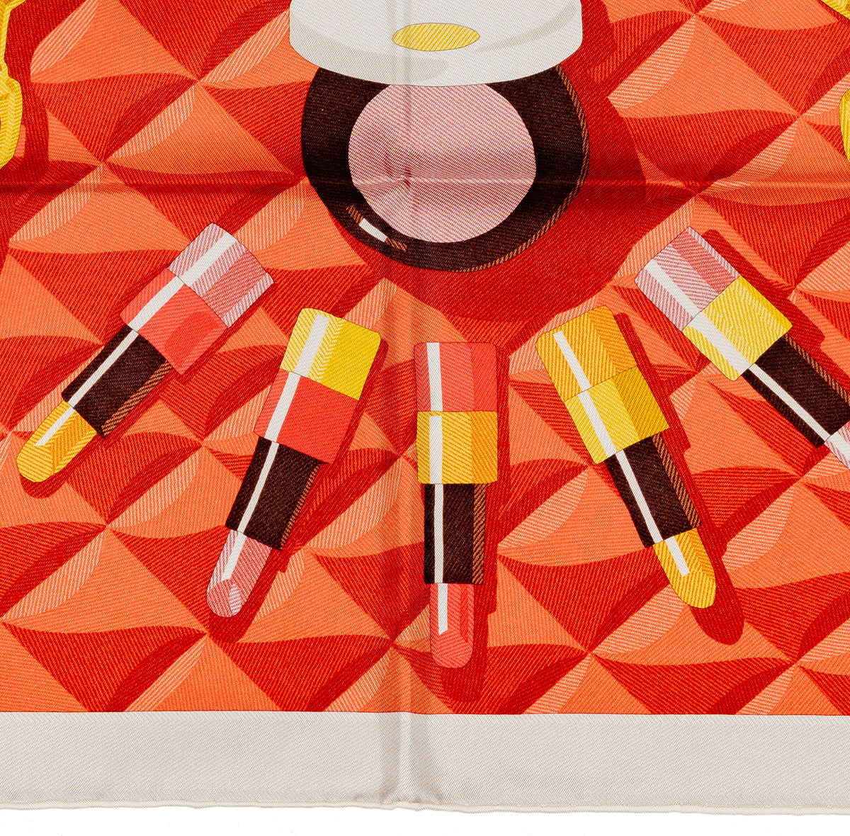 Hermès Silk Scarf Beauté Composée - Gris Perle Rouge Mordoré - NWSTS - 2609301934