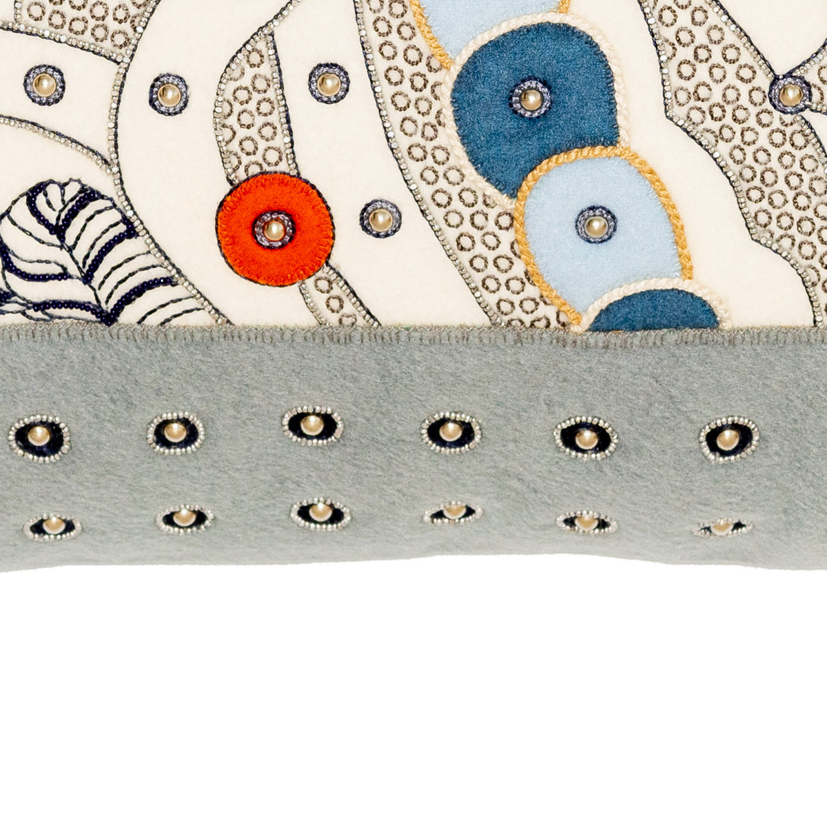 Hermès Selle de Dignitaire Passementerie Pillow - Gris Souris Marine Blue - 43 cm - NWCT - 2606281513