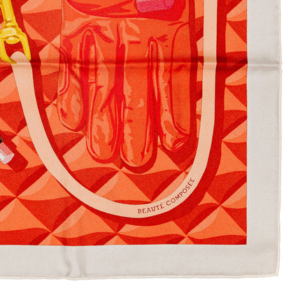 Hermès Silk Scarf Beauté Composée - Gris Perle Rouge Mordoré - NWSTS - 2609301934