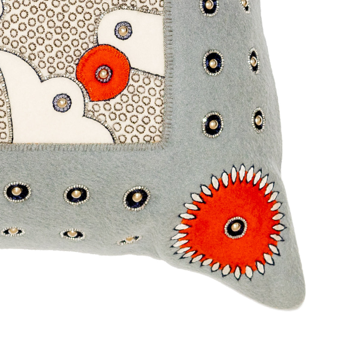 Hermès Selle de Dignitaire Passementerie Pillow - Gris Souris Marine Blue - 43 cm - NWCT - 2606281513