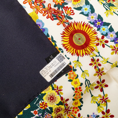 Hermes Silk Scarf 90 Brides de Gala en Fleurs - Noir Ivoire Multicolore - NWST - 2609291923