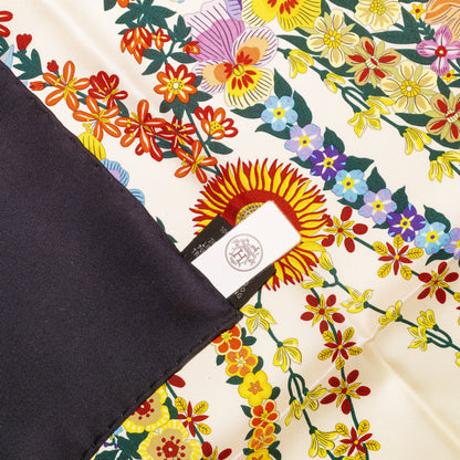 Hermes Silk Scarf 90 Brides de Gala en Fleurs - Noir Ivoire Multicolore - NWST - 2609291923