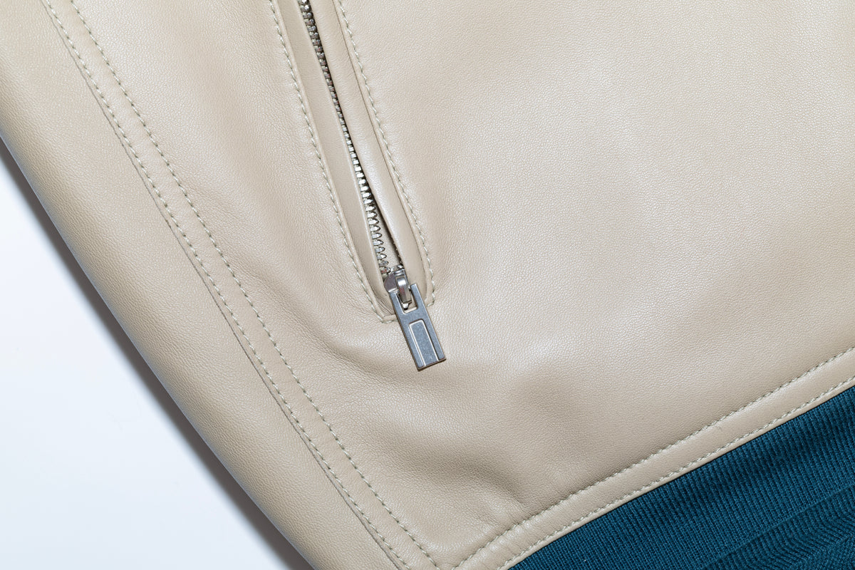 Reversible Leather Bomber Hermes Jacket - Échec au Roi - Beige Blue - NWOT - 2609071721