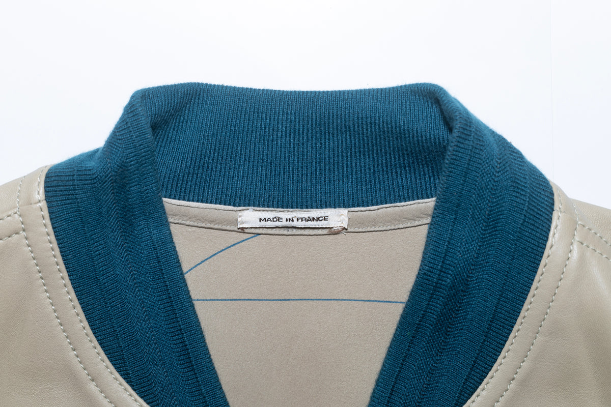 Reversible Leather Bomber Hermes Jacket - Échec au Roi - Beige Blue - NWOT - 2609071721