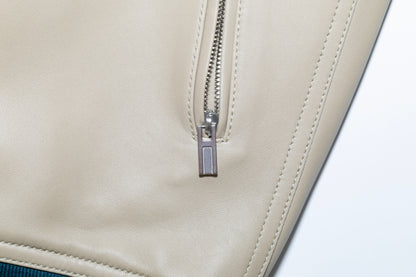 Reversible Leather Bomber Hermes Jacket - Échec au Roi - Beige Blue - NWOT - 2609071721