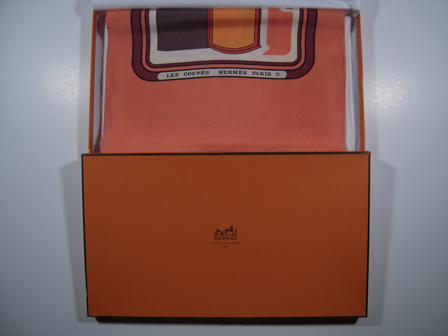 Hermes Coupés Double Silk Shawl Salmon F de la Perriere 1970 - 1004250133