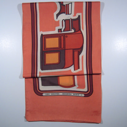 Hermes Coupés Double Silk Shawl Salmon F de la Perriere 1970 - 1004250133