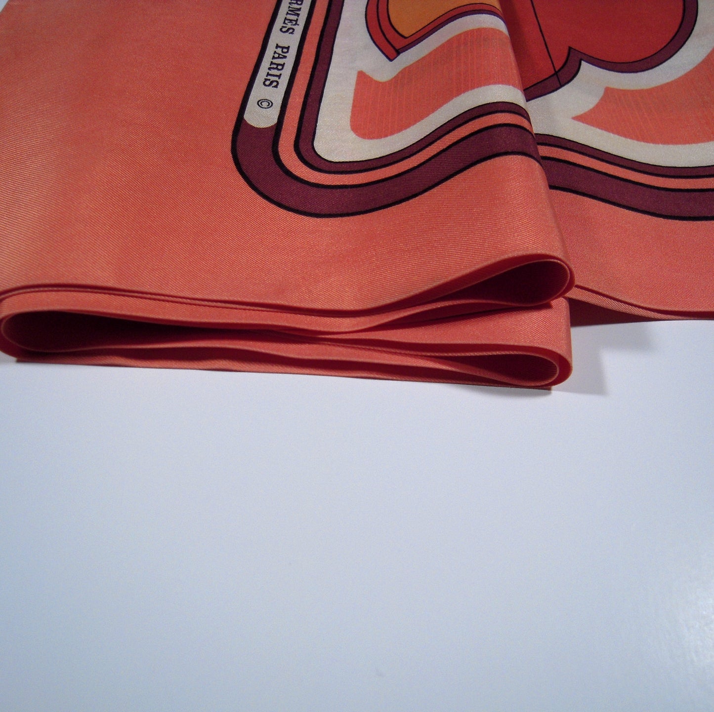 Hermes Coupés Double Silk Shawl Salmon F de la Perriere 1970 - 1004250133
