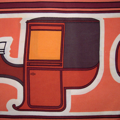 Hermes Coupés Double Silk Shawl Salmon F de la Perriere 1970 - 1004250133