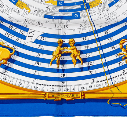 Hermes Silk Scarf Astrologie Forever – Bleu Cobalt Vieil Or Blanc – NWST – 2507101645