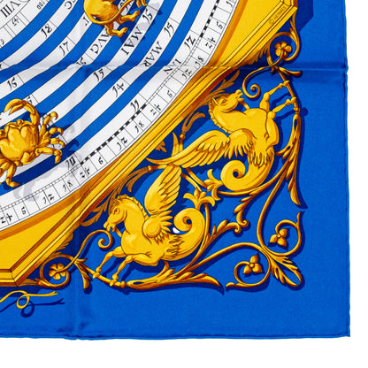 Hermes Silk Scarf Astrologie Forever – Bleu Cobalt Vieil Or Blanc – NWST – 2507101645