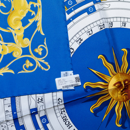 Hermes Silk Scarf Astrologie Forever – Bleu Cobalt Vieil Or Blanc – NWST – 2507101645
