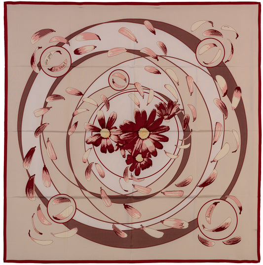 Hermes Scarf 90 Au Gre Du Vent - Bordeaux Beige - MCWCT - 1912101426