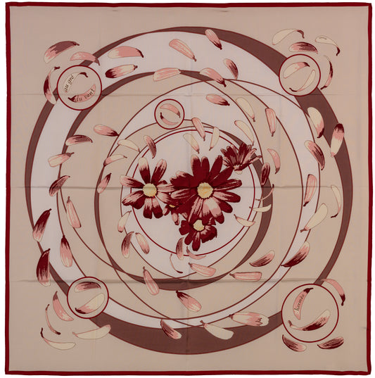 Hermes Silk Scarf Au Gré du Vent – Bordeaux Beige - Mint - Collector