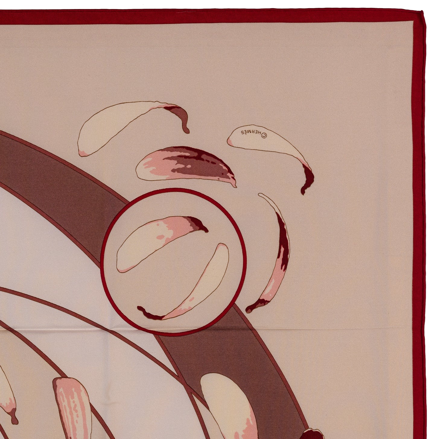 Hermes Silk Scarf Au Gré du Vent – Bordeaux Beige - Mint - Collector