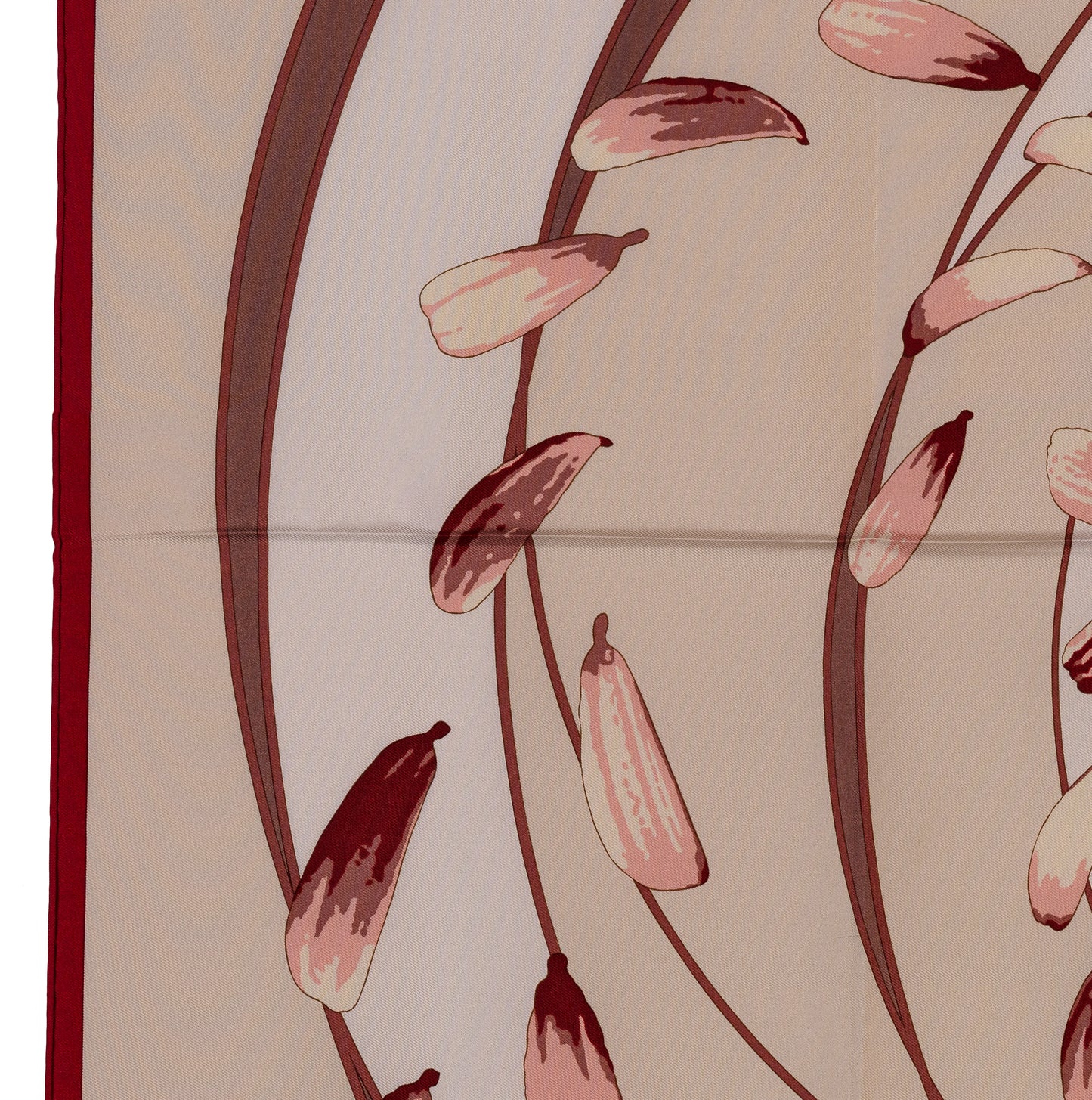 Hermes Silk Scarf Au Gré du Vent – Bordeaux Beige - Mint - Collector