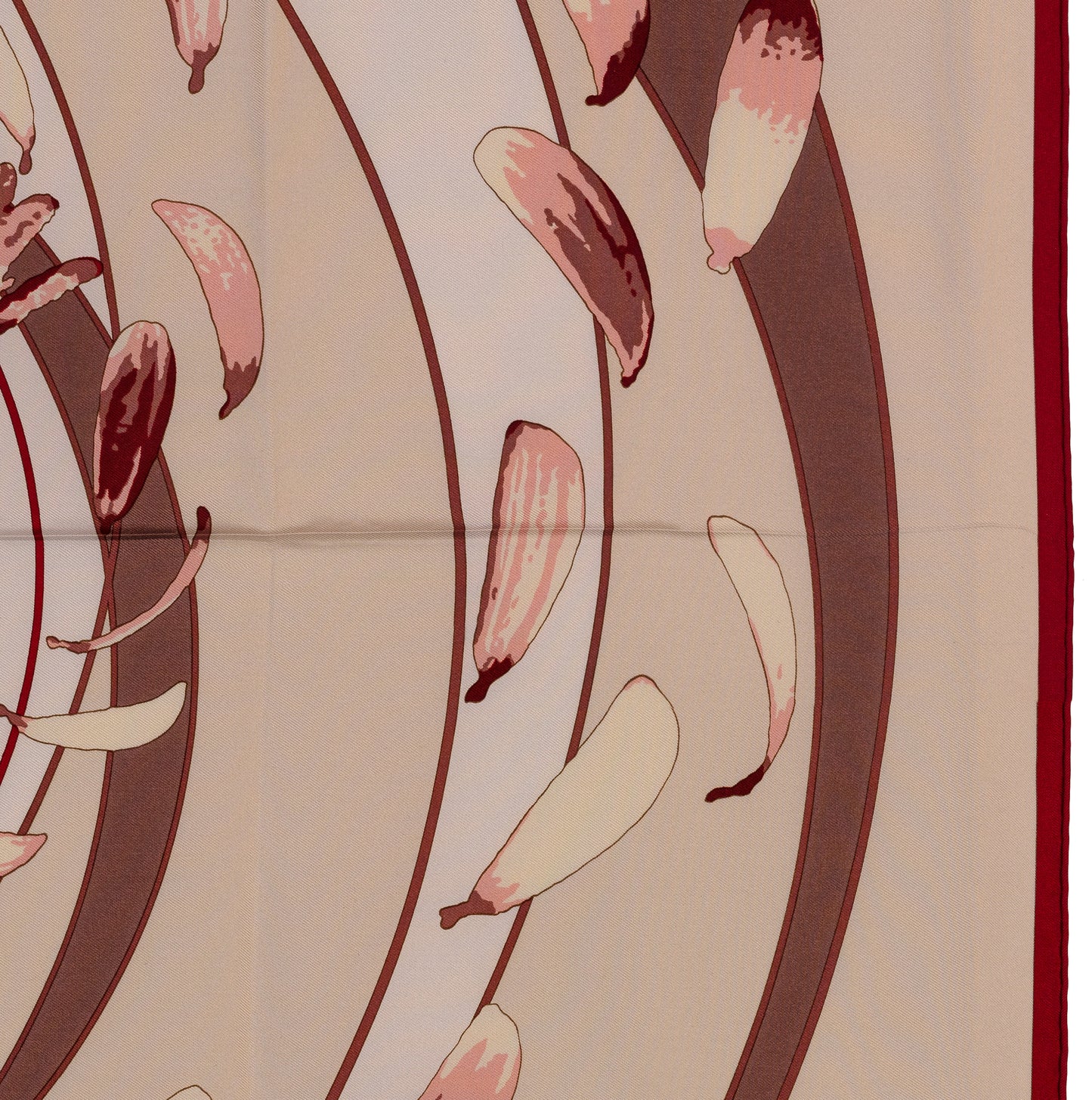 Hermes Silk Scarf Au Gré du Vent – Bordeaux Beige - Mint - Collector