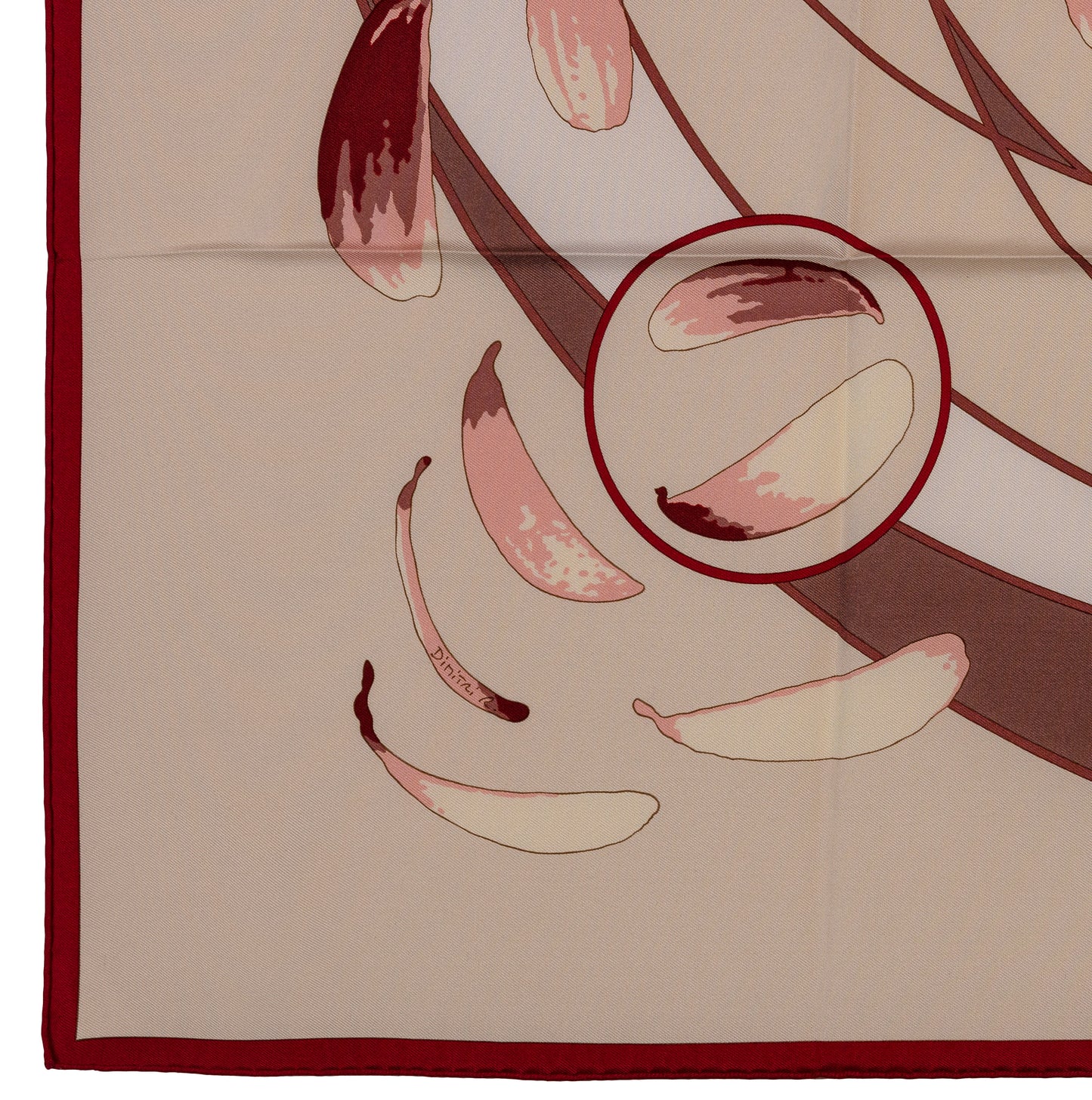 Hermes Silk Scarf Au Gré du Vent – Bordeaux Beige - Mint - Collector