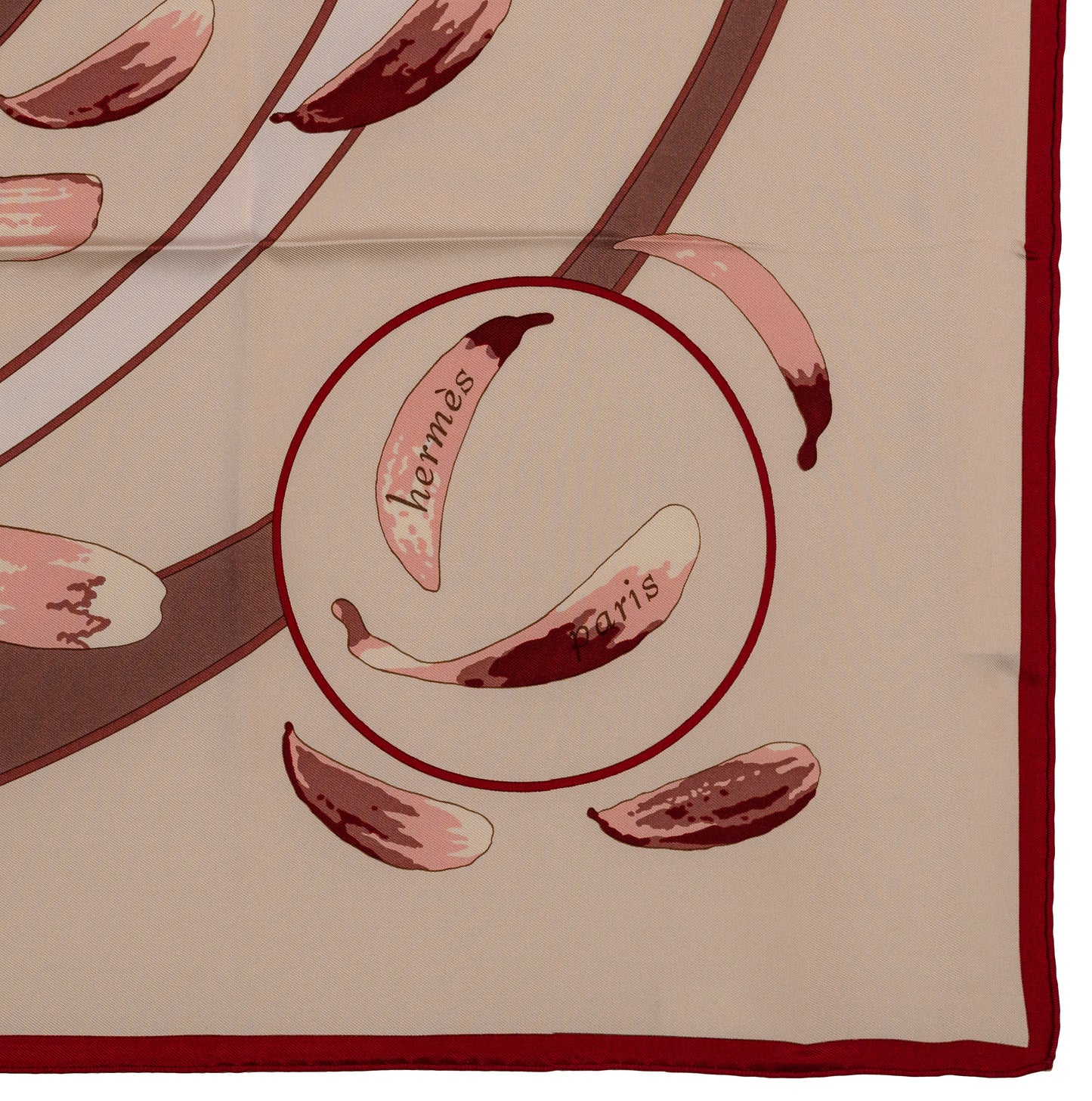 Hermes Silk Scarf Au Gré du Vent – Bordeaux Beige - Mint - Collector