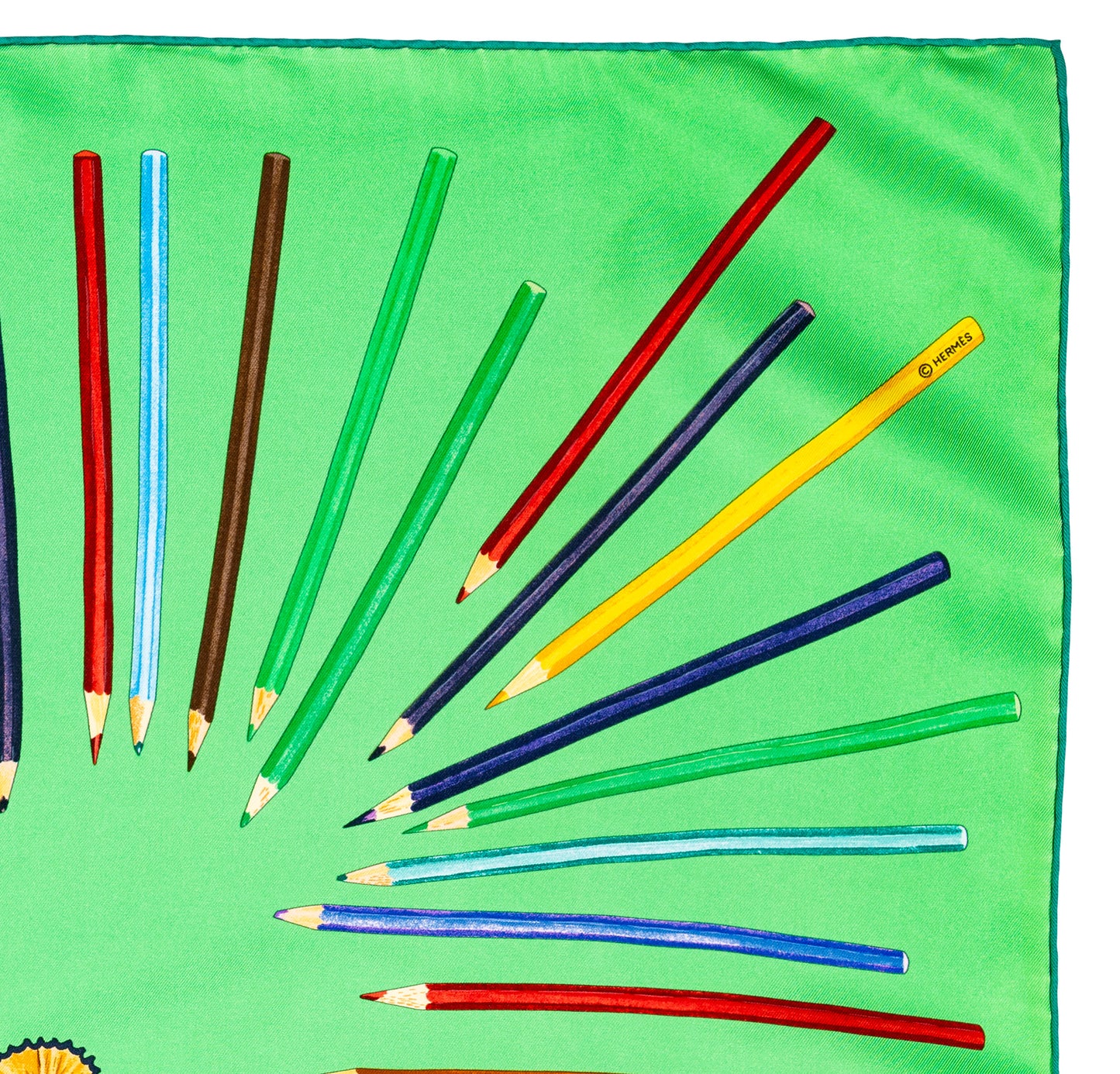Hermes Silk Scarf A vos Crayons - Green - Mint Care Tag