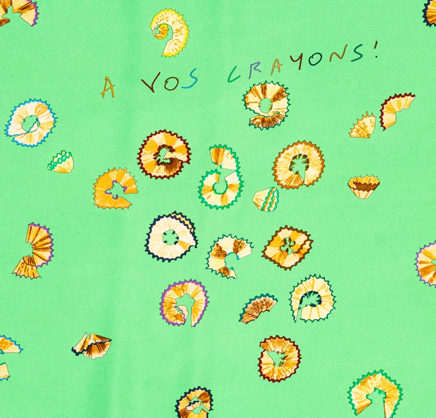 Hermes Silk Scarf A vos Crayons - Green - Mint Care Tag