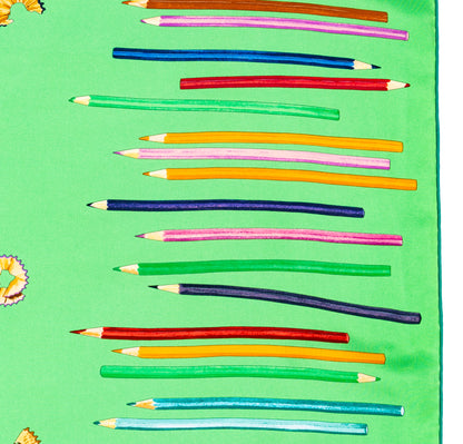 Hermes Silk Scarf A vos Crayons - Green - Mint Care Tag