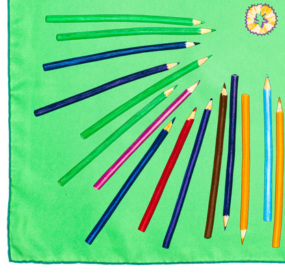 Hermes Silk Scarf A vos Crayons - Green - Mint Care Tag