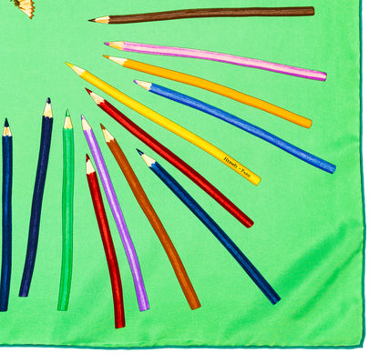 Hermes Silk Scarf A vos Crayons - Green - Mint Care Tag