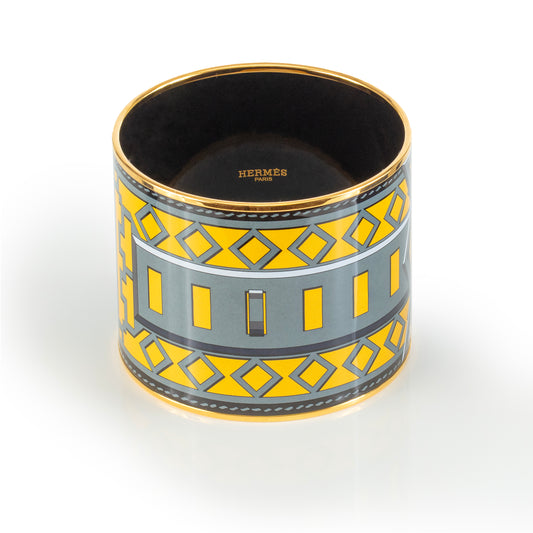 Hermes BRACELET - Colliers De Chiens - EGP - Yellow Grey - 70-58mm NWOTS - 2312101926