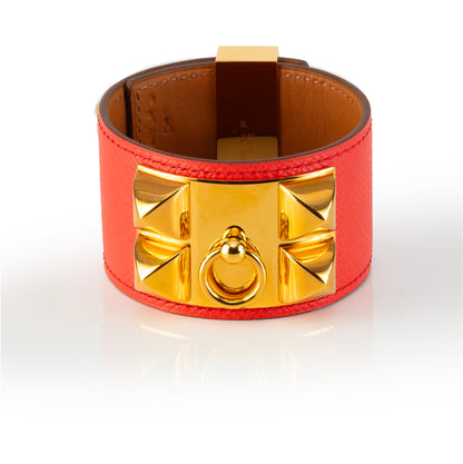 Hermes BRACELET - Medor Collier de Chien - Gold HW - Red Calf Leather - 2407061618