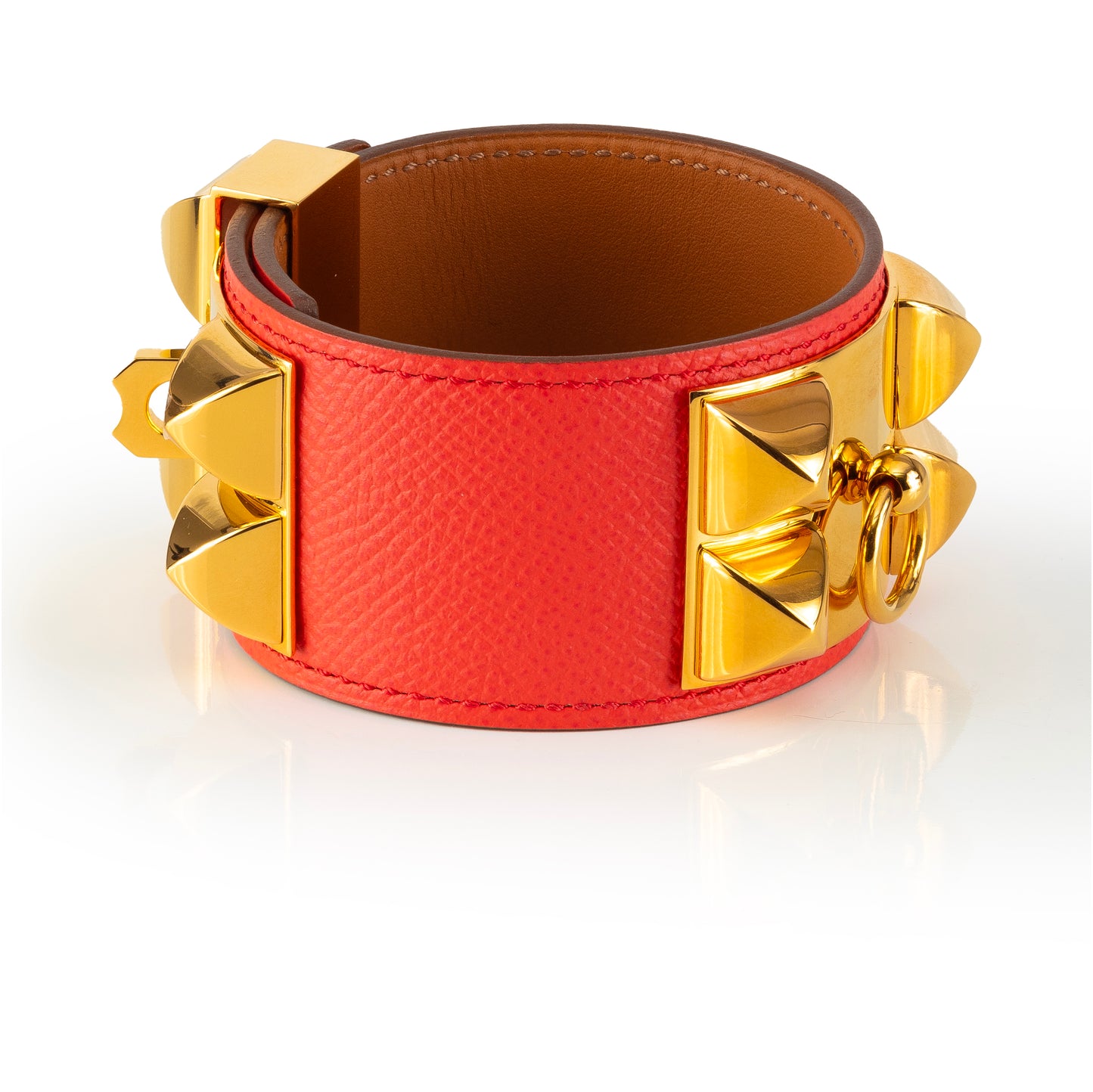Hermes BRACELET - Medor Collier de Chien - Gold HW - Red Calf Leather - 2407061618