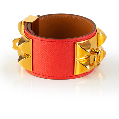Hermes BRACELET - Medor Collier de Chien - Gold HW - Red Calf Leather - 2407061618