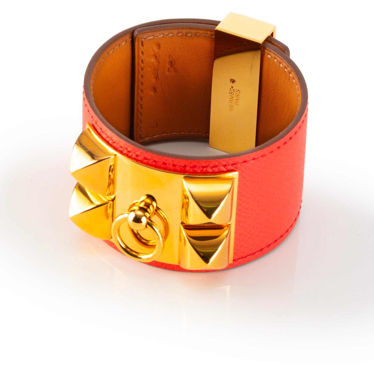 Hermes BRACELET - Medor Collier de Chien - Gold HW - Red Calf Leather - 2407061618