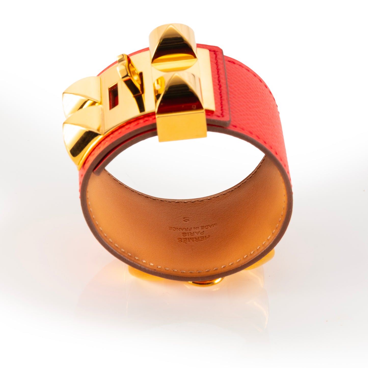 Hermes BRACELET - Medor Collier de Chien - Gold HW - Red Calf Leather - 2407061618