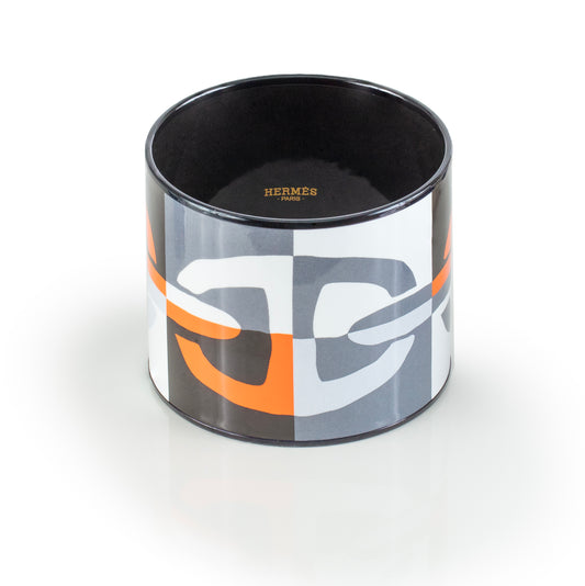 Hermes BRACELET - Optique Chaine D Ancre - PVD - Orange Black White - 65-55mm NWOTS - 2312101917