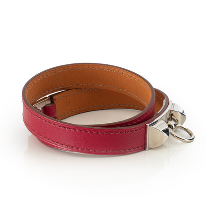 Hermes Bracelet Rivale Medor Colliers De Chiens Double Tour Leather - ESP - 65-12mm Red New In Box