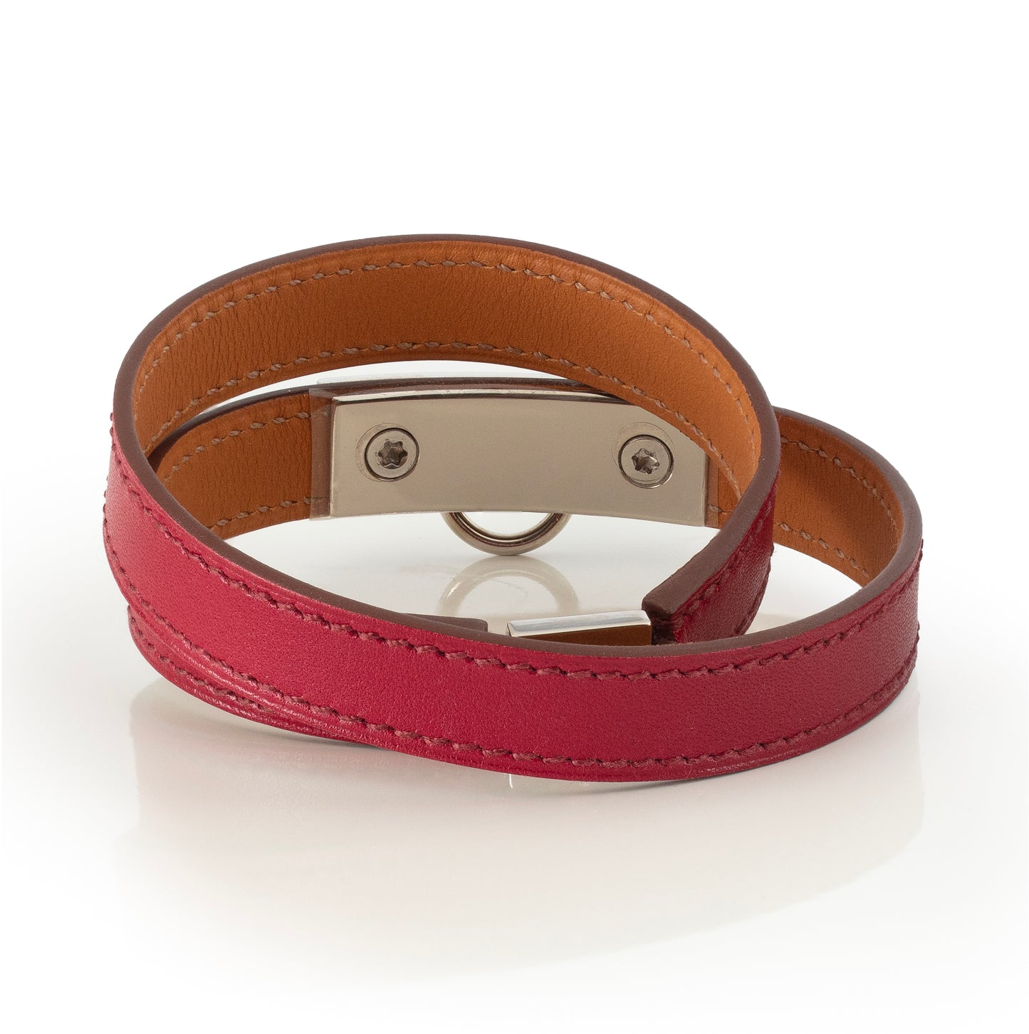 Hermes Bracelet Rivale Medor Colliers De Chiens Double Tour Leather - ESP - 65-12mm Red New In Box